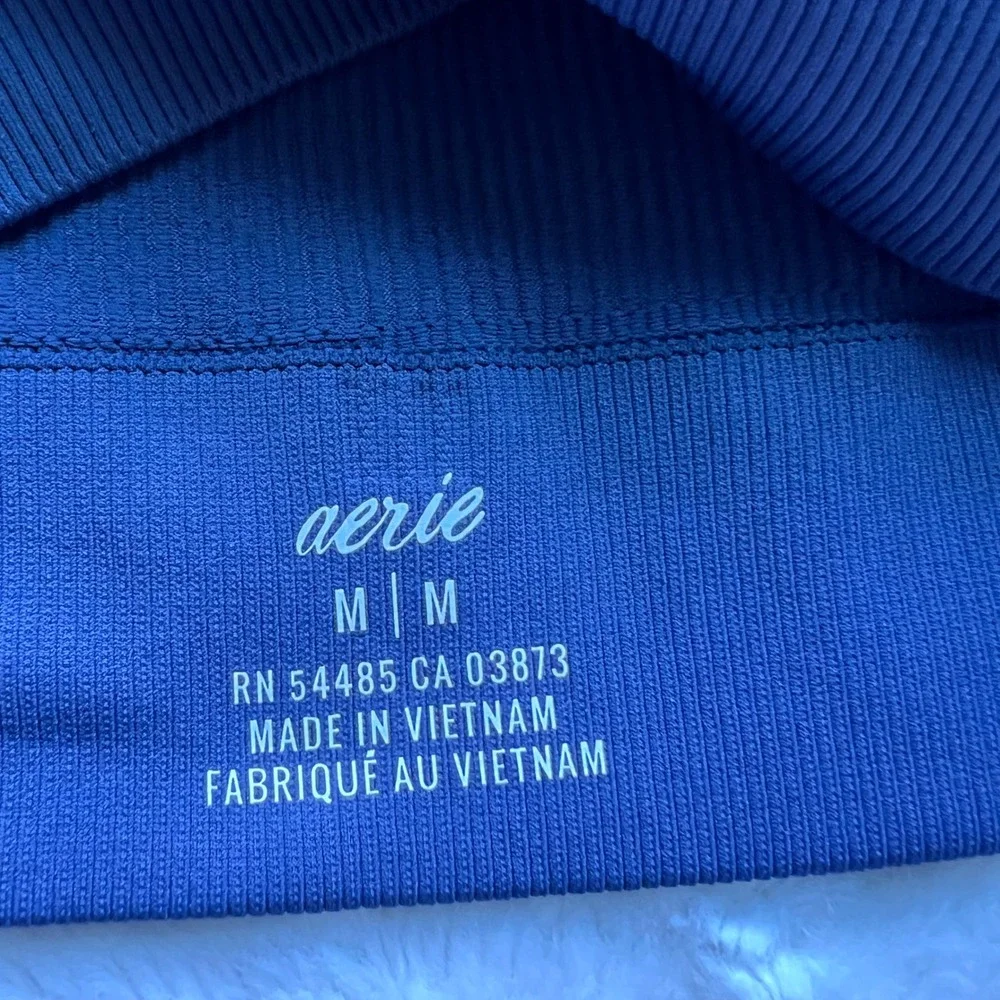 Aerie Real Good Ribbed Seamless Bralette Navy Blue V-Neck Size M 069-2693-3241